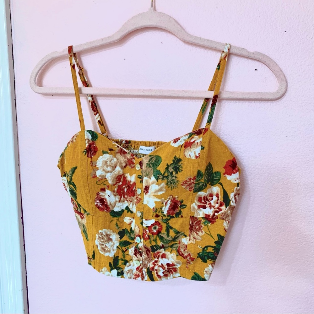 Yellow floral spaghetti strap